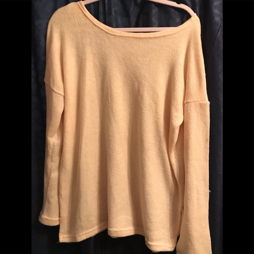 Peach One sided Cold Shoulder Sweater w/side slits